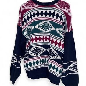 Jantzen Red and Navy Knit Sweater